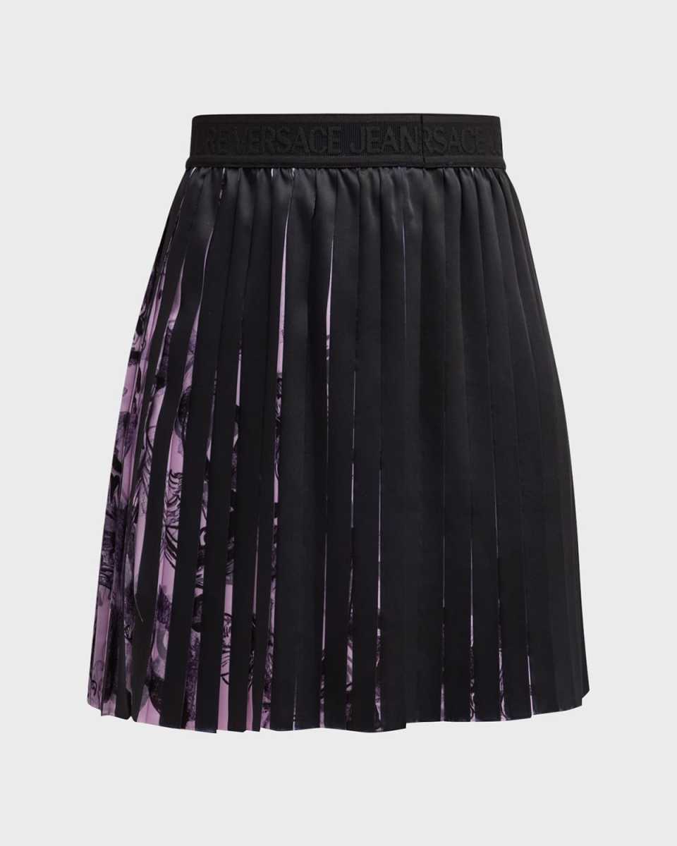 Pleated Logo-Band Mini Skirt